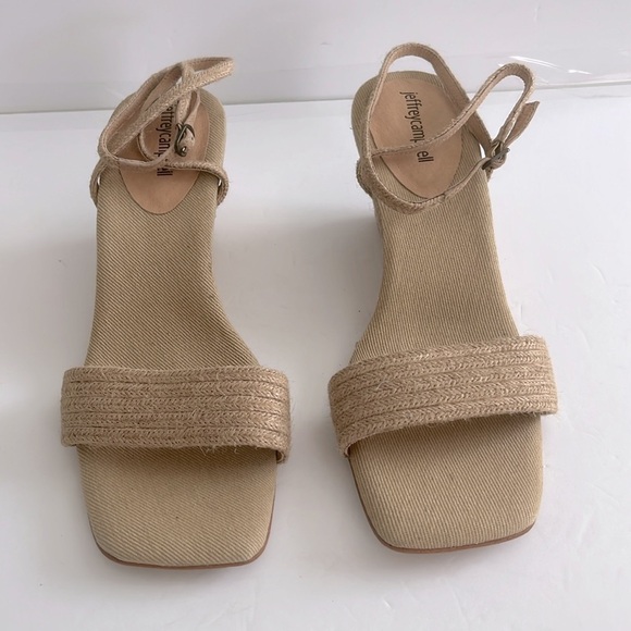 Jeffrey Campbell Sailboat Sandal Tan Raffia Wedge Espadrille Jute Size 11 NEW - Picture 6 of 9